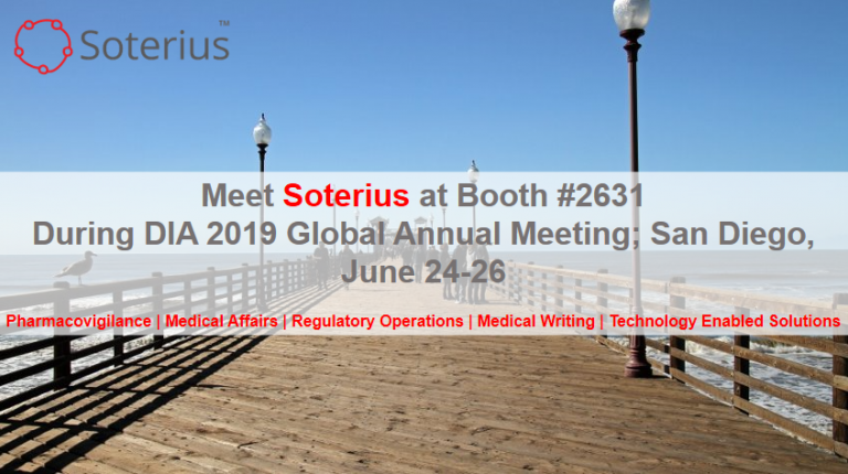 Banner for Meet Soterius at DIA Global Annual Meeting in San Diego