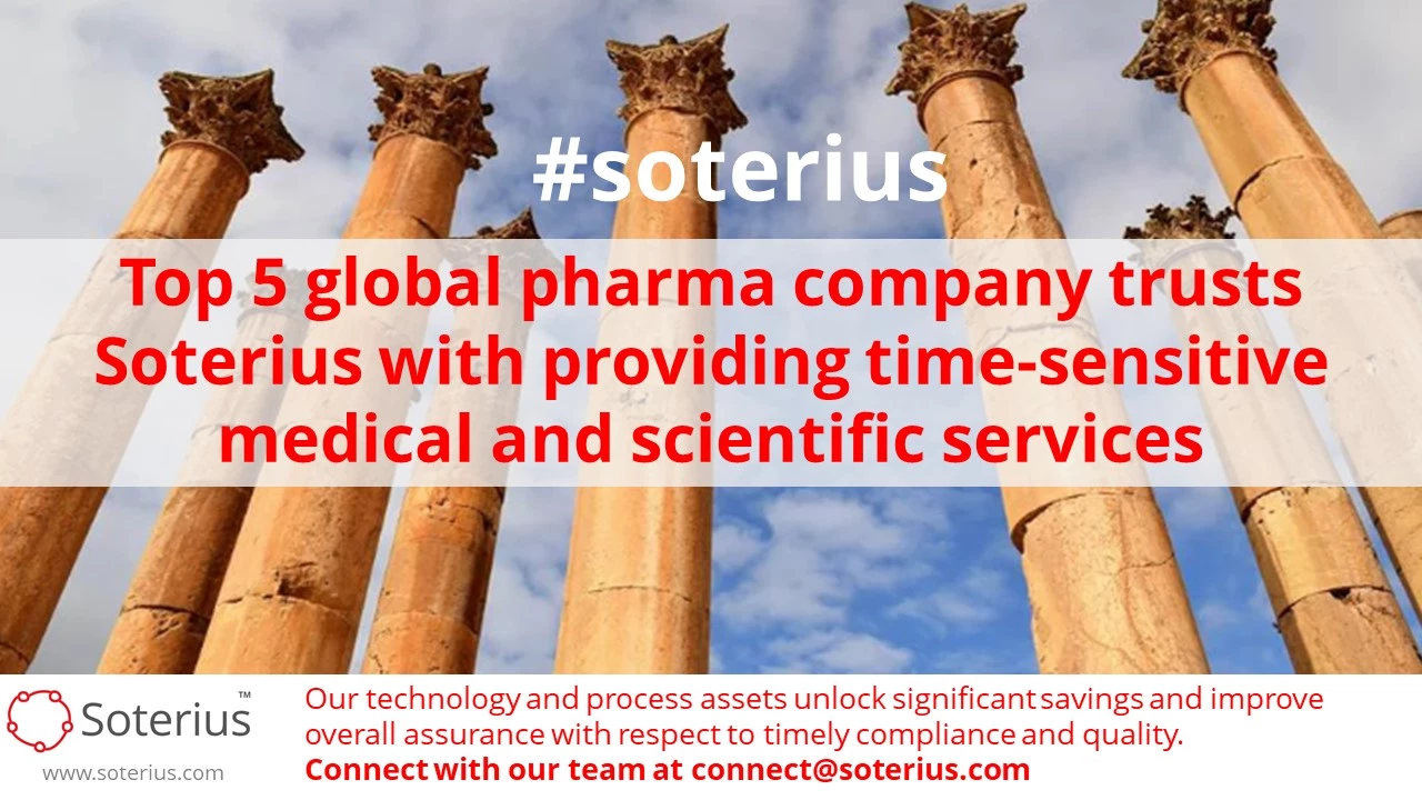 Banner for Soterius Trusted by Global Pharma for Vital Services